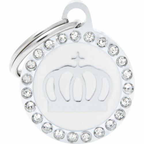 MyFamily ID-bricka glam, cirkel med krona, vit