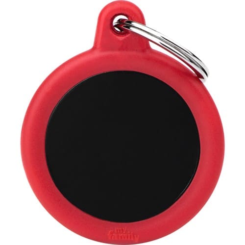 MyFamily ID-bricka hush, cirkel svart, gummi röd