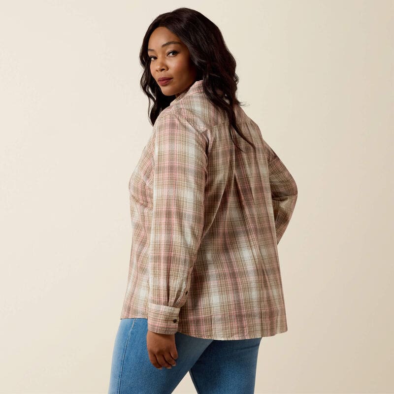 Ariat Billie Jean Western Shirt White Pepper Coral Plaid - Bild 4