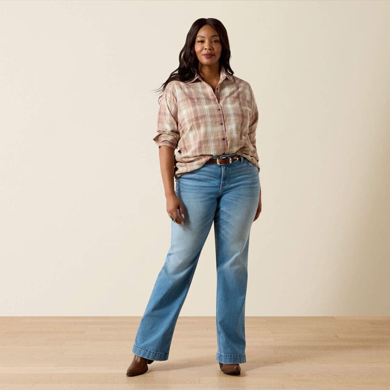 Ariat Billie Jean Western Shirt White Pepper Coral Plaid - Bild 6